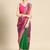 green green & pink bandhani embroidered poly georgette designer bandhani saree