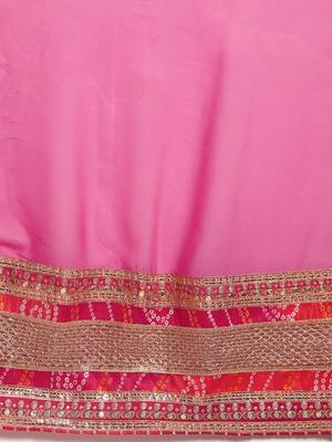 pink pink bandhani embroidered poly georgette designer bandhani saree 3