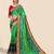 green green & red bandhani printed embroidered saree