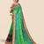 green green & red bandhani printed embroidered saree