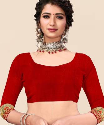 green green & red bandhani printed embroidered saree 5