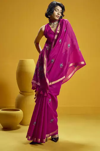 Rani munga cotton blend handloom weaving casual wear saree