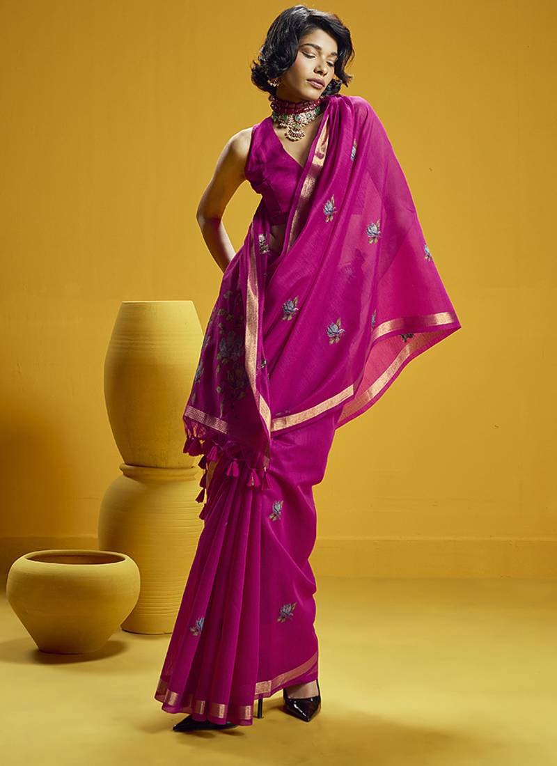 Rani munga cotton blend handloom weaving casual wear saree