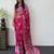 Magenta ajrak block mirror work bandhani saree