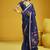 Navy blue munga cotton blend handloom weaving casual wear saree