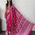 Magenta ajrak block mirror work bandhani saree