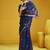 Navy blue munga cotton blend handloom weaving casual wear saree