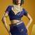 Navy blue munga cotton blend handloom weaving casual wear saree