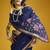 Navy blue munga cotton blend handloom weaving casual wear saree