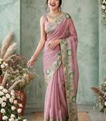 rose ethnic motifs aari work poly chiffon saree