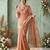 peach ethnic motifs aari work poly chiffon saree
