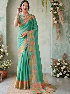 sea_green aari work poly chiffon saree 1