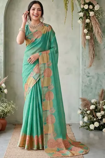 sea_green aari work poly chiffon saree