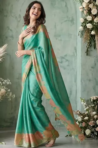 sea_green aari work poly chiffon saree