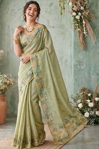 sea_green aari work poly chiffon saree