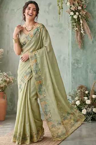 sea_green aari work poly chiffon saree