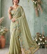 sea_green aari work poly chiffon saree