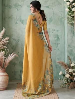 yellow poly chiffon saree 2