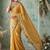 yellow poly chiffon saree