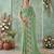 Sea green aari work poly chiffon saree