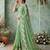 Sea green aari work poly chiffon saree