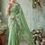 Sea green aari work poly chiffon saree
