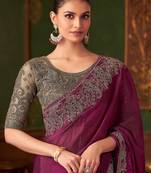 magenta embellished sequinned  saree