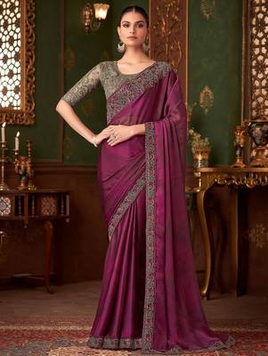 magenta embellished sequinned  saree 2