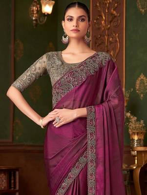 magenta embellished sequinned  saree 3
