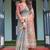 Grey ethnic motifs pure cotton handloom saree