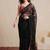 black embellished embroidered net designer saree