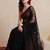 black embellished embroidered net designer saree