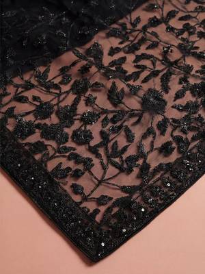 black embellished embroidered net designer saree 4