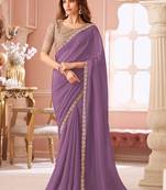 lavender sequinned pure georgette saree