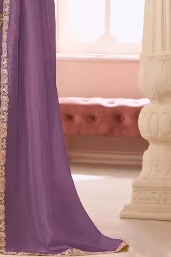 lavender sequinned pure georgette saree