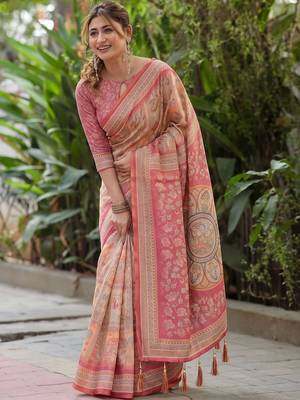 Multicolor ethnic motifs pure cotton saree 1