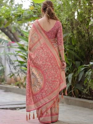 Multicolor ethnic motifs pure cotton saree 2