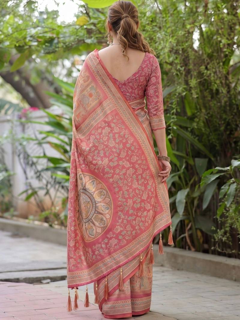 Multicolor ethnic motifs pure cotton saree