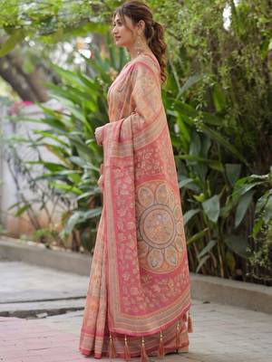 Multicolor ethnic motifs pure cotton saree 3