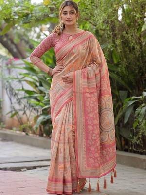 Multicolor ethnic motifs pure cotton saree 5