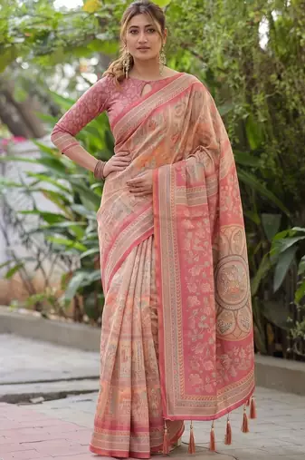 Multicolor ethnic motifs pure cotton saree
