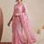 pink embellished embroidered net designer saree