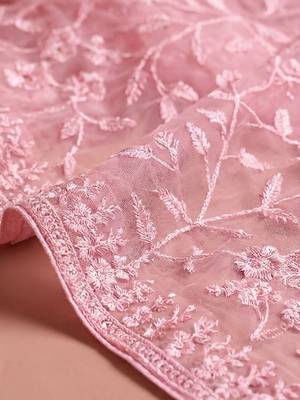 pink embellished embroidered net designer saree 4