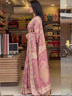 Pink floral pure cotton saree 3