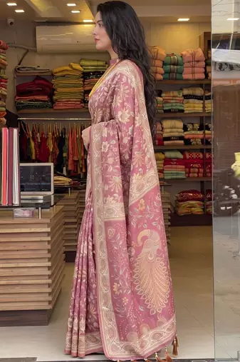 Pink floral pure cotton saree