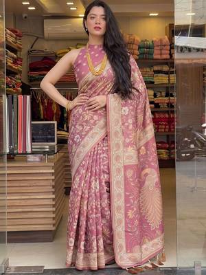 Pink floral pure cotton saree 5