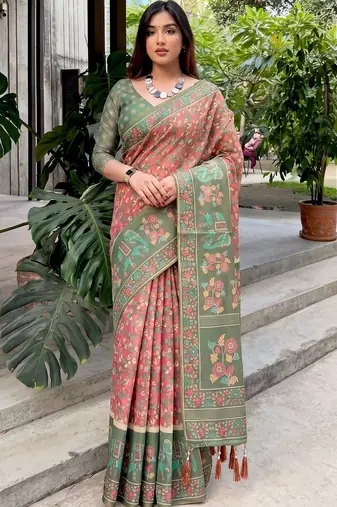 multicolor floral pure cotton saree