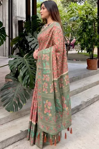 multicolor floral pure cotton saree
