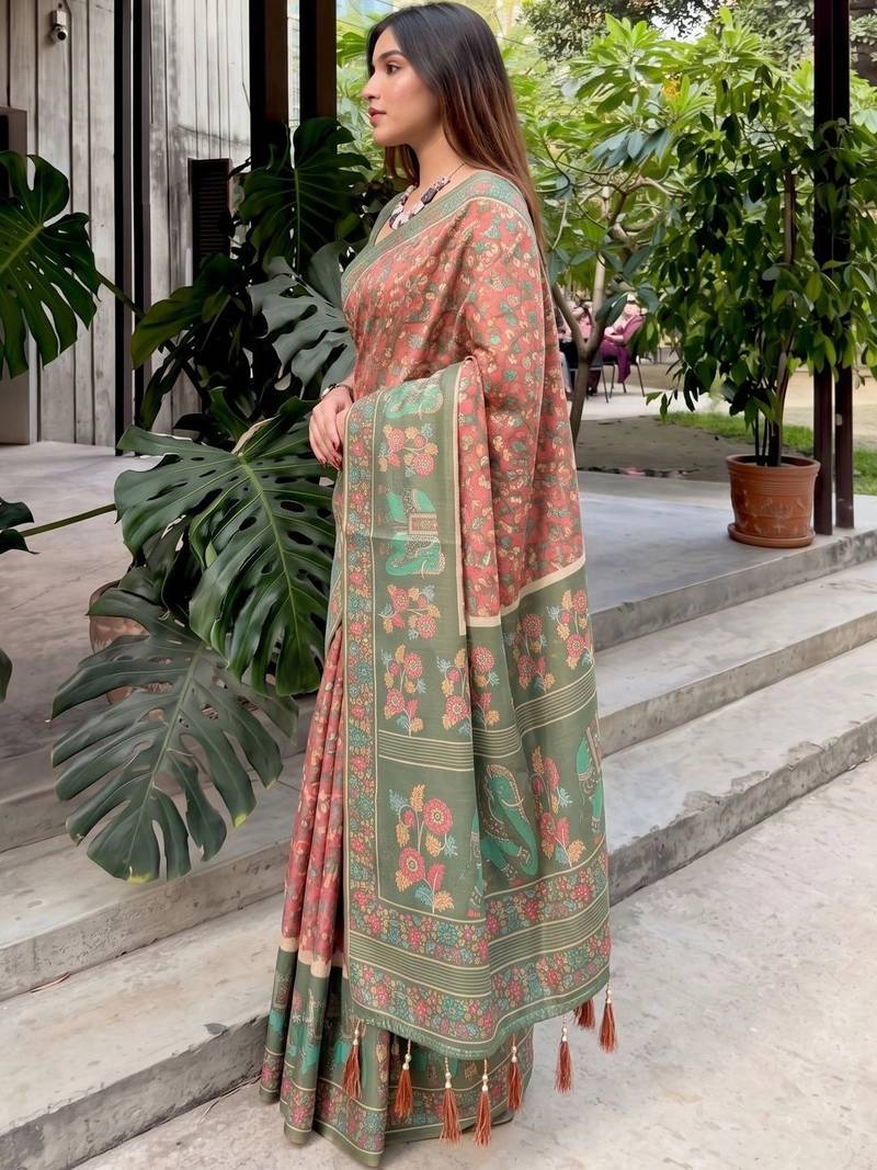 multicolor floral pure cotton saree