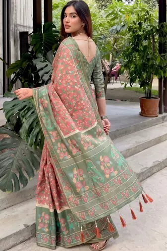 multicolor floral pure cotton saree